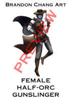 Fantasy Character Stock Art: Female Half-Orc Gunslinger
