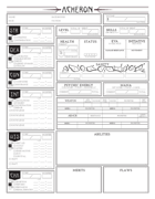 Acheron Character Sheets Pack