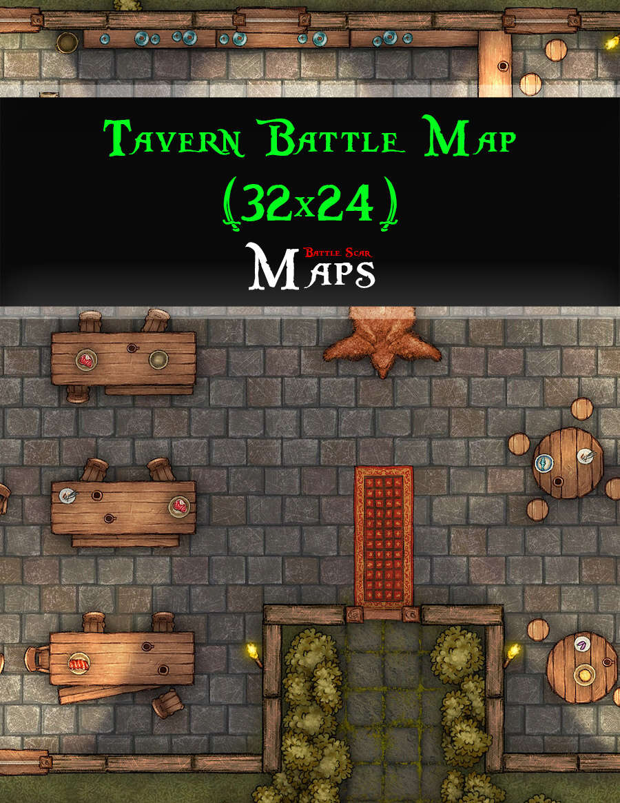 Tavern Battle Map (32x24) - Battle Scar Maps | DriveThruRPG