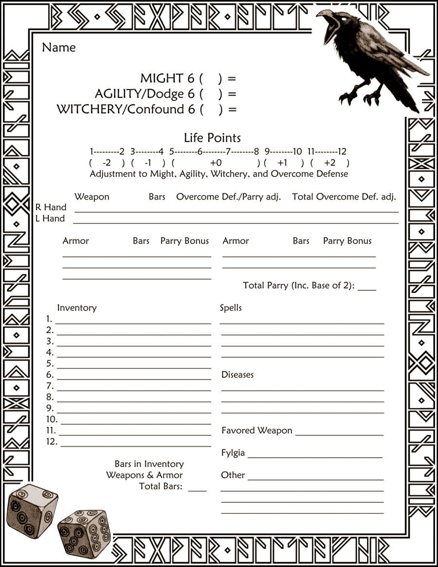 Drivethrurpg Inventory Sheet.pdf Náströnd Character Sheet - Jagvar | DriveThruRPG