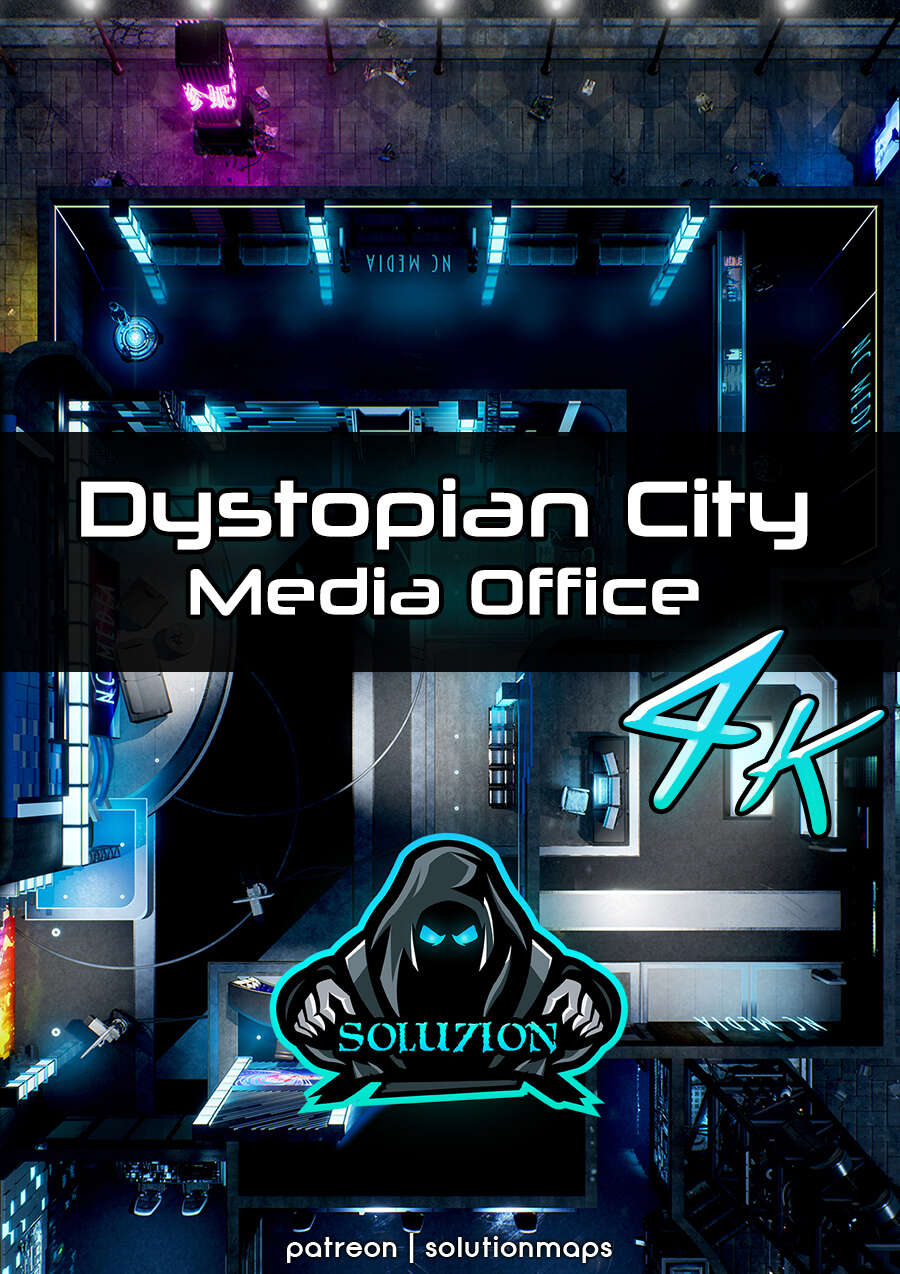 Dystopian City Media Office 4k - Cyberpunk Animated Battle Map ...