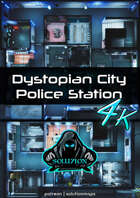 Dystopian City Police Station 4k - Cyberpunk Animated Battle Map