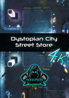Dystopian City Street Store 4k - Cyberpunk Animated Battle Map