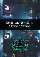Dystopian City Street Store Exterior 1080p - Cyberpunk Animated Battle Map