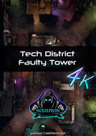 Tech District Faulty Tower 4k - Cyberpunk Sci-Fi Animated Battle Token Map