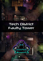 Tech District Faulty Tower - Cyberpunk Sci-Fi Animated Battle Token Map