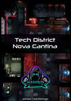 Tech District Nova Cantina - Cyberpunk Sci-Fi Animated Battle Token Map