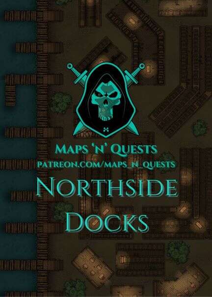 The Northside Docks - 60x40 Encounter Map - Maps ‘N’ Quests | DriveThruRPG