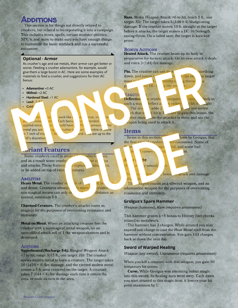 Monster Guide Internet Monster Guide: Crusher - Catch 22 | Game Masters Only | DriveThruRPG
