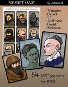 NPC Portraits Print and Play RPG