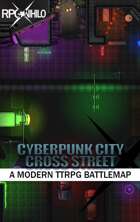 Cyberpunk City Cross Street (36x24IN) Modern Battle Map