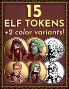 15 Elf & Fantasy Character Tokens - 3 color variants!