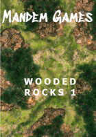 Wooded Rock 1 - Printable Battle Maps in Daylight and Moonlight