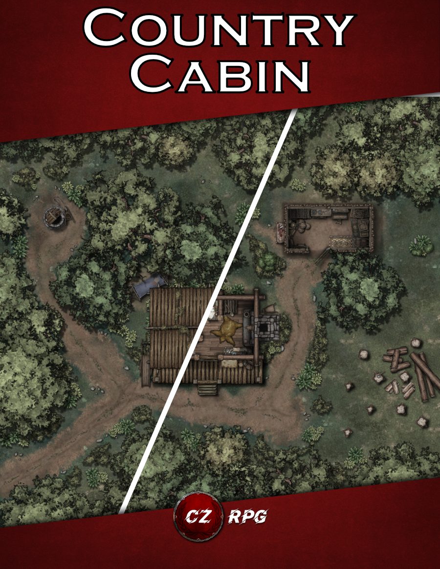 Country Cabin Map - CZRPG | Bearworks Maps | Battlemaps | DriveThruRPG