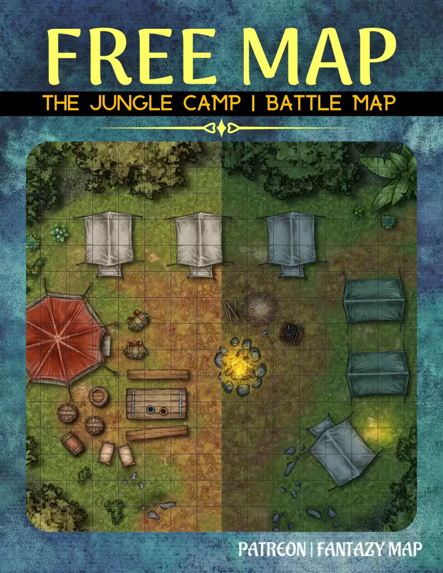 FREE! The Jungle Camp Battle Map Fantazymap DriveThruRPG