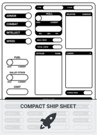 Compact Ship Sheet for Mothership RPG
