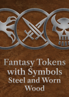 Fantasy Tokens with Symbols - Steel and Worn Wood