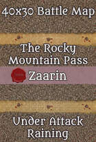 40x30 Fantasy Battle Map - The Rocky Mountain Pass - Under Attack - Raining
