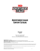Adventurers League Content Catalog