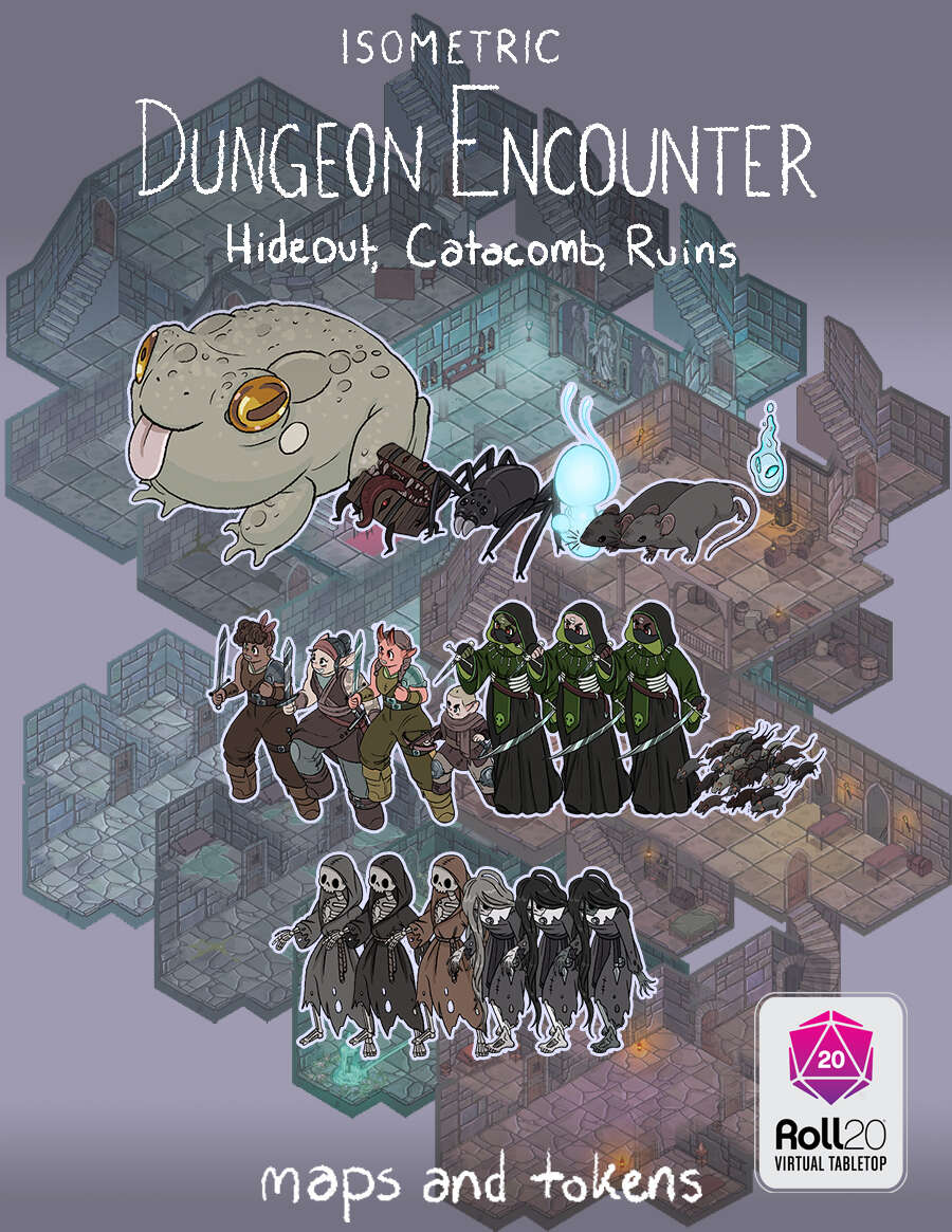 Isometric Dungeon Encounter - Hideout, Catacombs, Ruins - Roll20 VTT ...