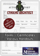 Cthulhu Architect's Handouts - Forms, Certificates & Various Handouts