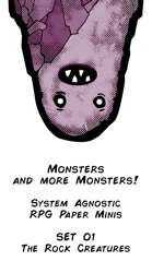 Monsters and more Monsters! System Agnostic Paper Minis: Set 01: Rock Creatures