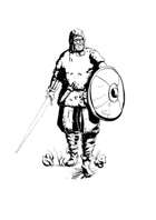Older warrior black and white character art