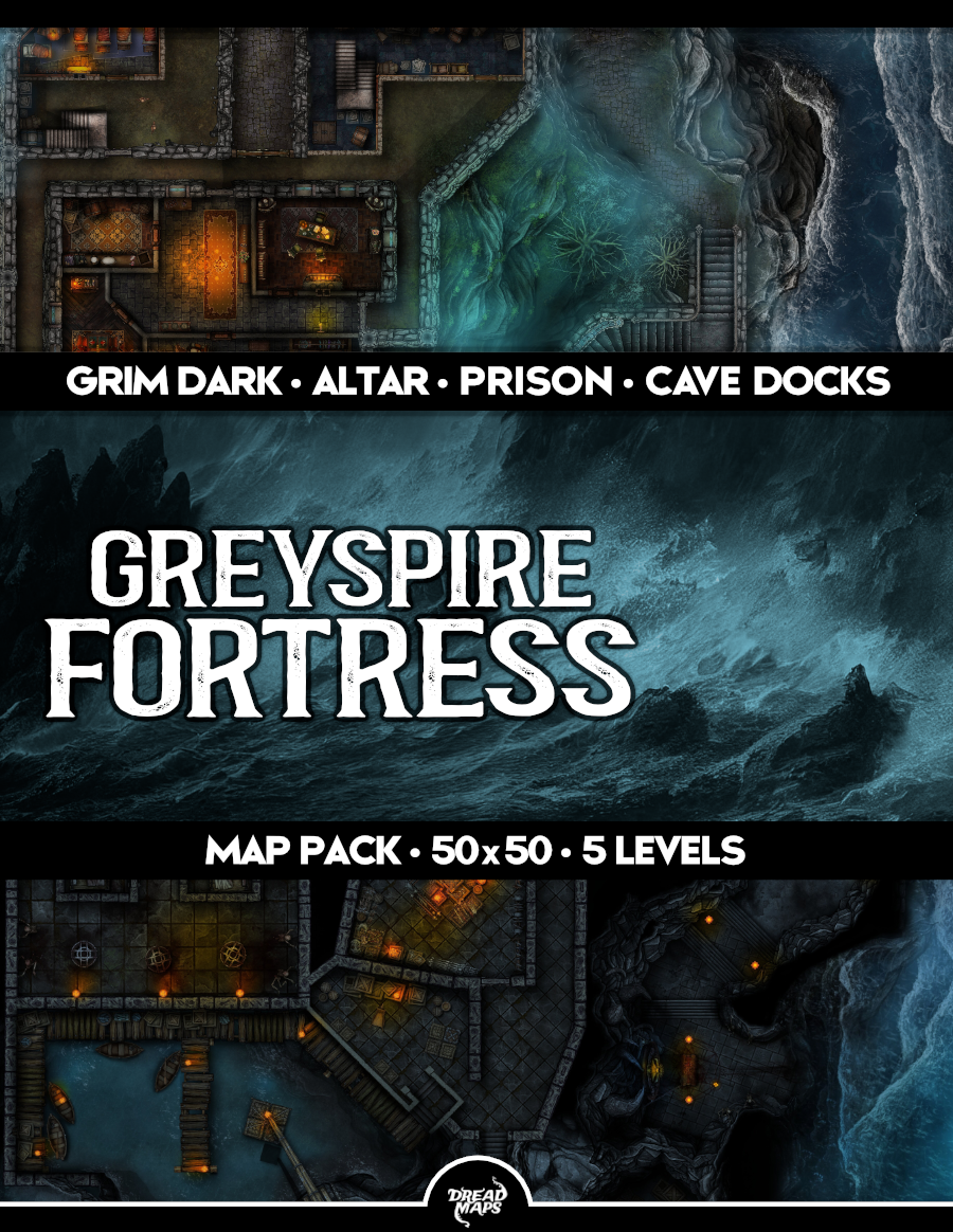 Greyspire Fortress - A Gothic Cliff Mountain Stronghold with Cavern Docks and Altar - 5 Levels