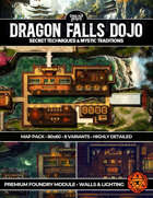 Dragon Falls Dojo - 8 Variants - Eastern Feudal Japan Ninja Samurai Battlemap (Foundry VTT)