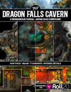 Dragon Falls Cavern - Mystic Feudal Japan Samurai Cave Temple Village Dojo Battlemap (Roll20)
