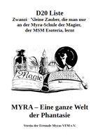 MYRA - D20-Liste Kleine Zauber der MSM Esotoria