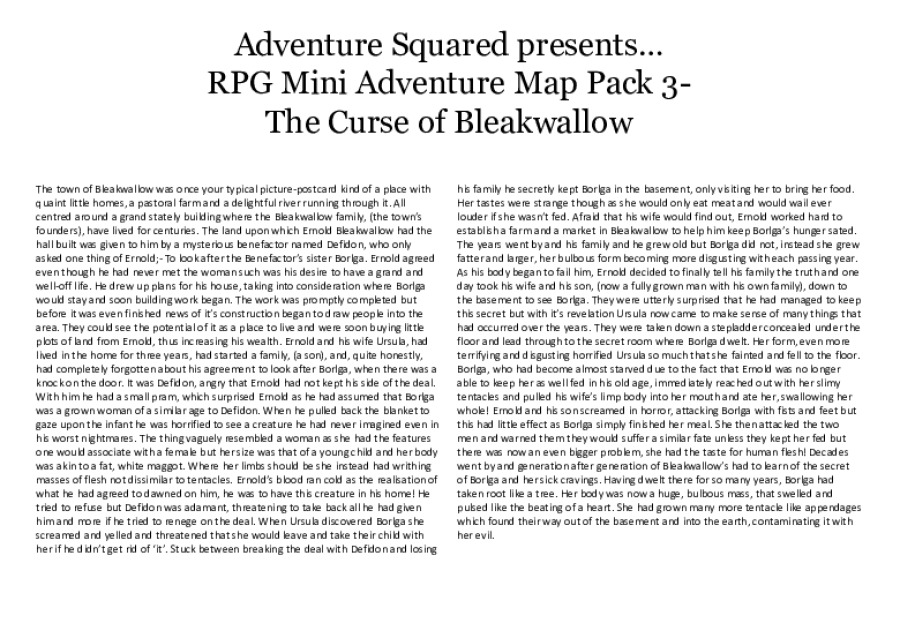 RPG Map Pack 3 The Curse of Bleakwallow