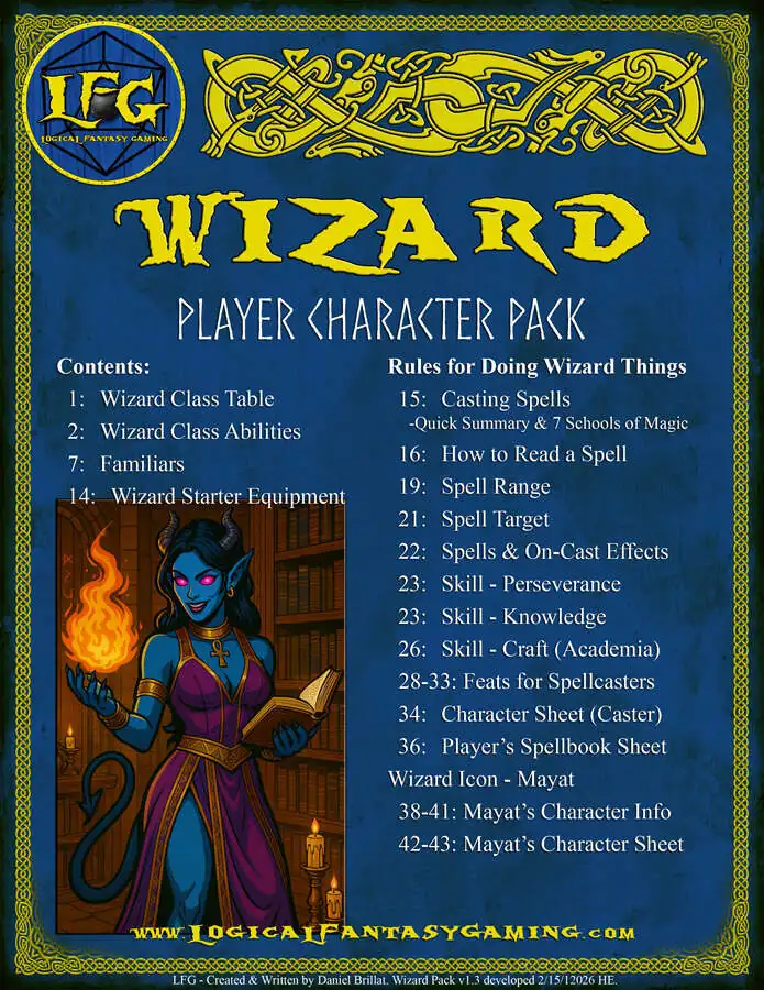 LFG: Wizard Player Character Pack - Logical Fantasy Gaming - Logical ...