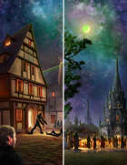 Moonlit City- 2x Scene or Landscape Art