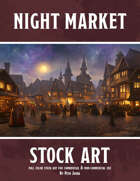 City Square/Marketplace at Night- Scene or Location Art
