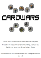 Top Down Sci-Fi Yellow Tao vs Green Human Defense Force Army Battle Set Tokens