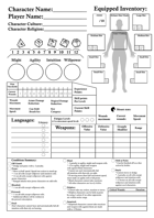 Dead Frost Character Sheet & Play Aids.