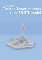 3D STL Twisted Tower on rocks hex tile counter