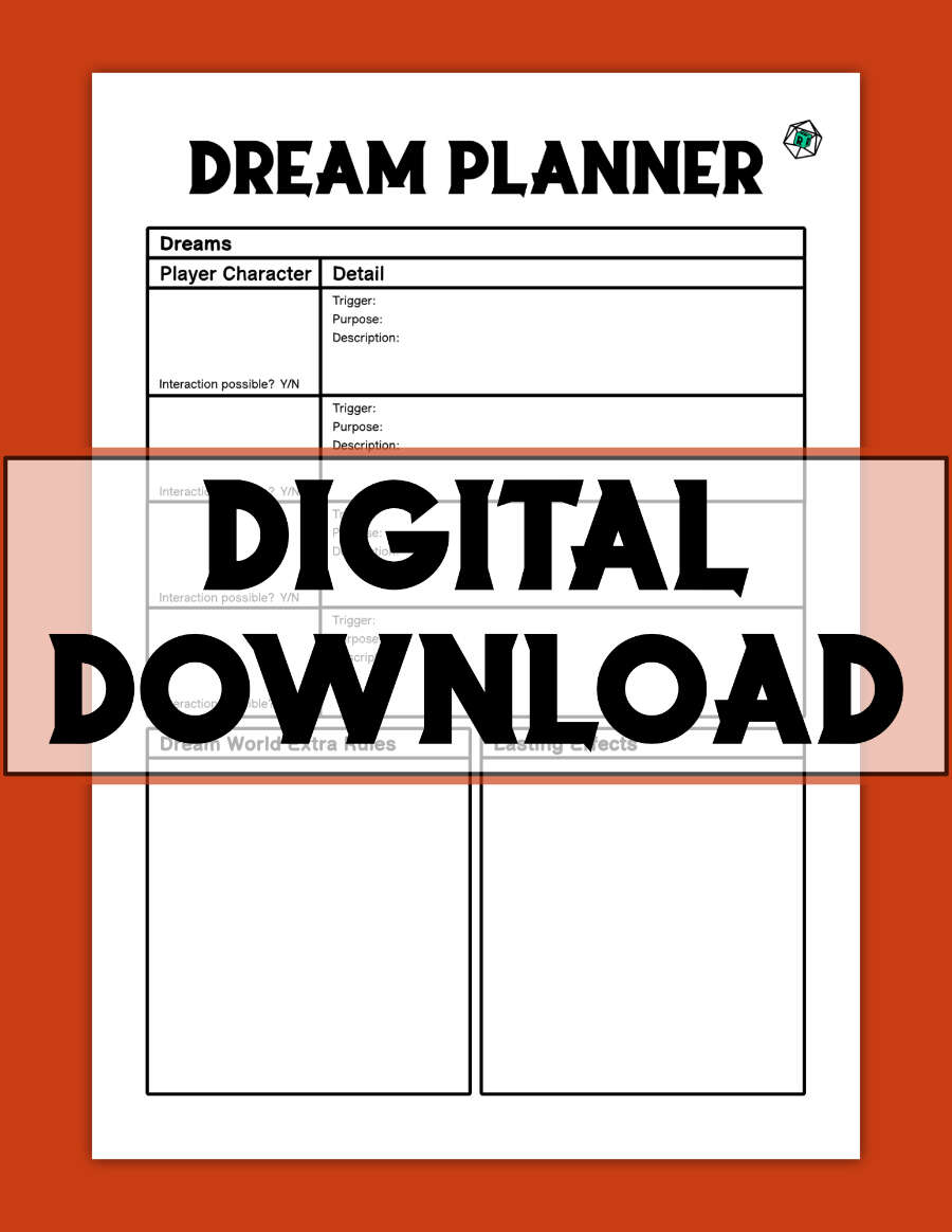 TTRPG Dream Planner - Game Master Planning Aide - Rolerunner Rolls ...