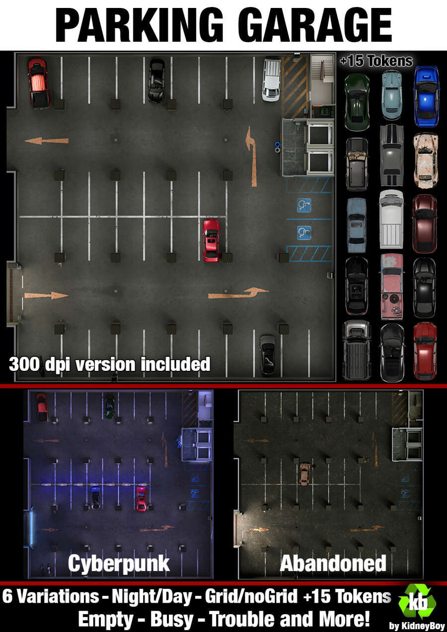 Parking Garage Battlemaps - KidneyBoy | DriveThruRPG