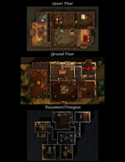 Simple 2 Story Mansion with Dungeon Map