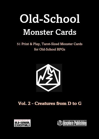 Old-School Monster Cards Vol. 2 - | D to G | - 51 Print & Play, Tarot-Sized Monster Cards for Old-School Essentials