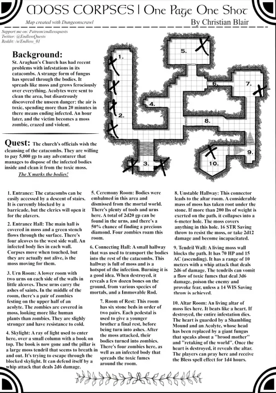 EQO4 Moss Corpses - One Page One-Shot - Christian Blair | DriveThruRPG