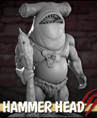 Humanoid Hammerhead Shark RPG Miniature for 3d printing (STL)