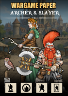 WargamePaper - Archer & Slayer Pack - 3 Printable Paper Miniatures - Cards - Tokens