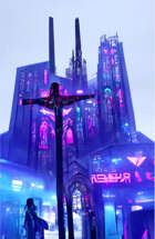 Cyberpunk Church - cyberpunk/sci-fi RPG stock art