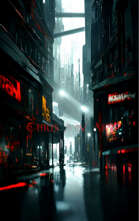 Dark City Streets - cyberpunk/sci-fi RPG stock art