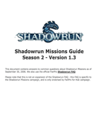 Shadowrun Missions FAQ 4th Edition Denver