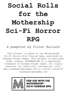 Social Rolls for the Mothership Sci-Fi Horror RPG
