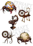 Five Miscellaneous Mimics: Armour Rack, Globes, and Spinning Wheels (RPG Stock Art)
